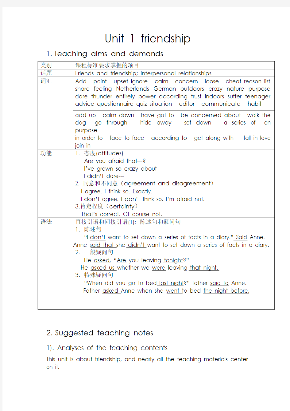 高一英语人教版必修1-Unit-1全套教案