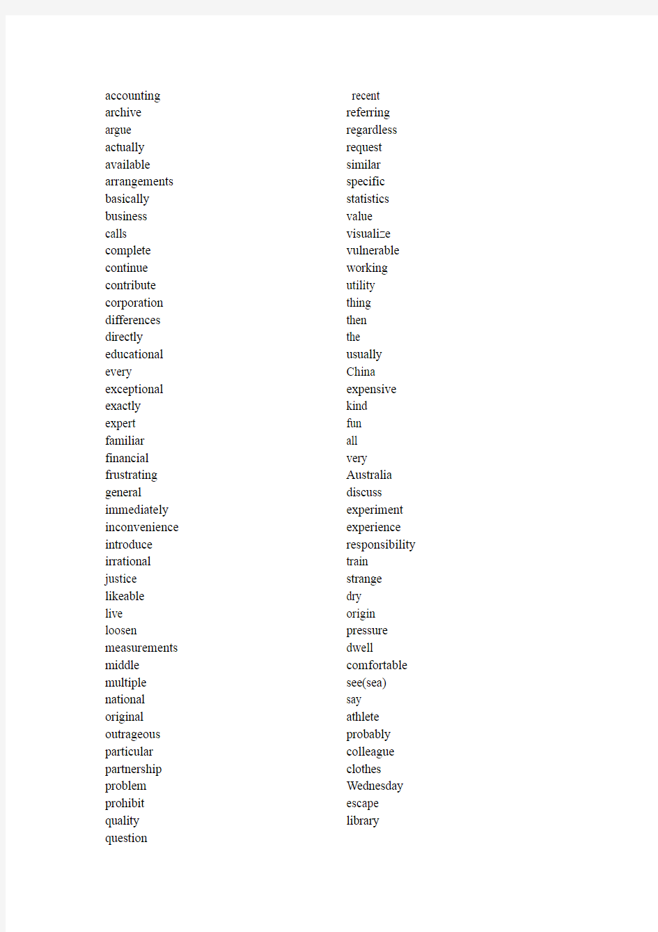 最容易发错音的50个英文单词