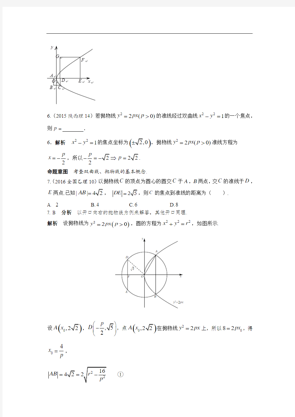 第10章  圆锥曲线-3 抛物线及其性质(理科)