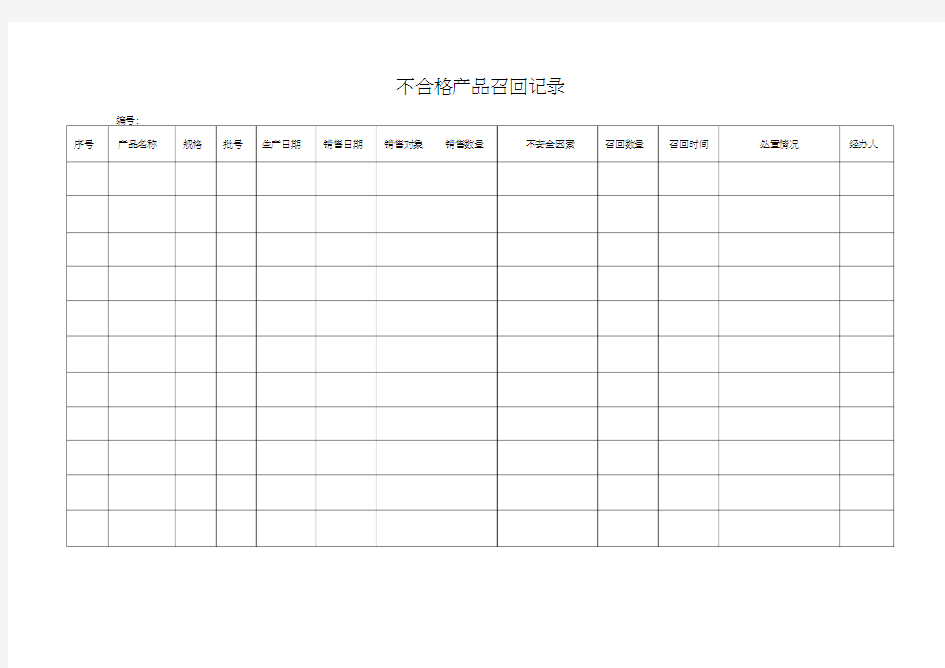 不合格产品召回记录