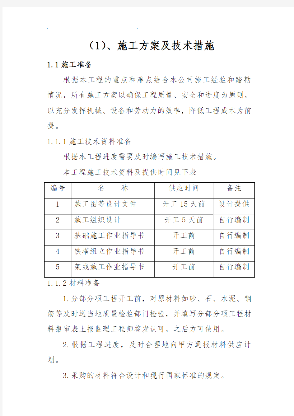 电力线路工程施工组织设计方案