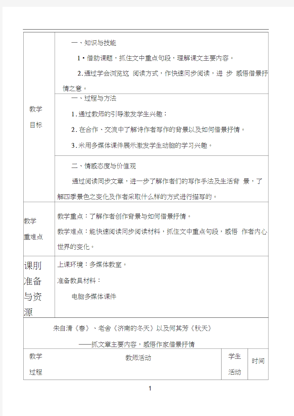 初中语文群文阅读的教学设计