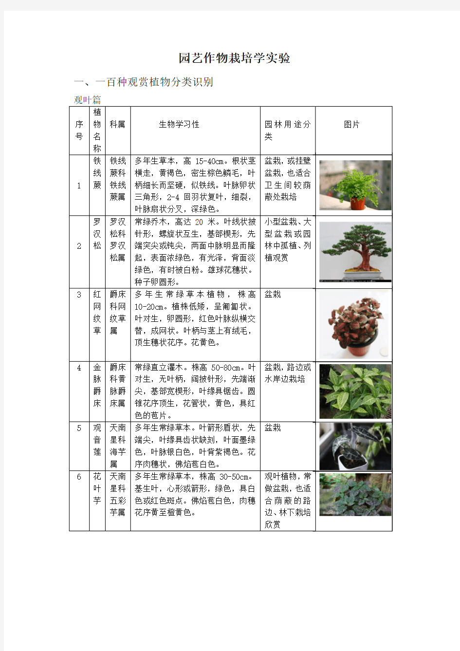 一百种观赏植物分类识别