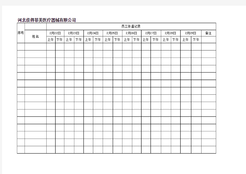 体温情况记录表