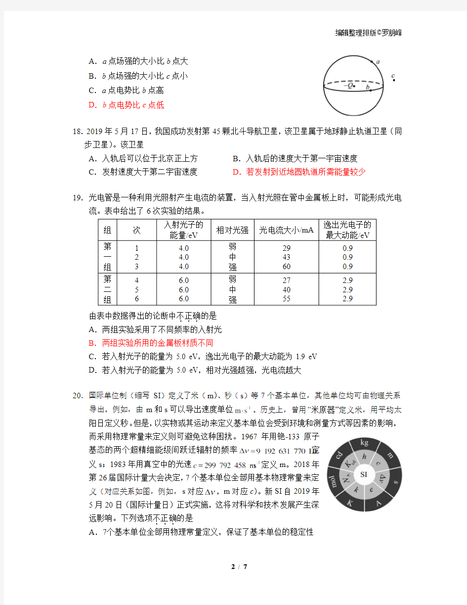 2019年高考物理试题(北京卷)-lpf