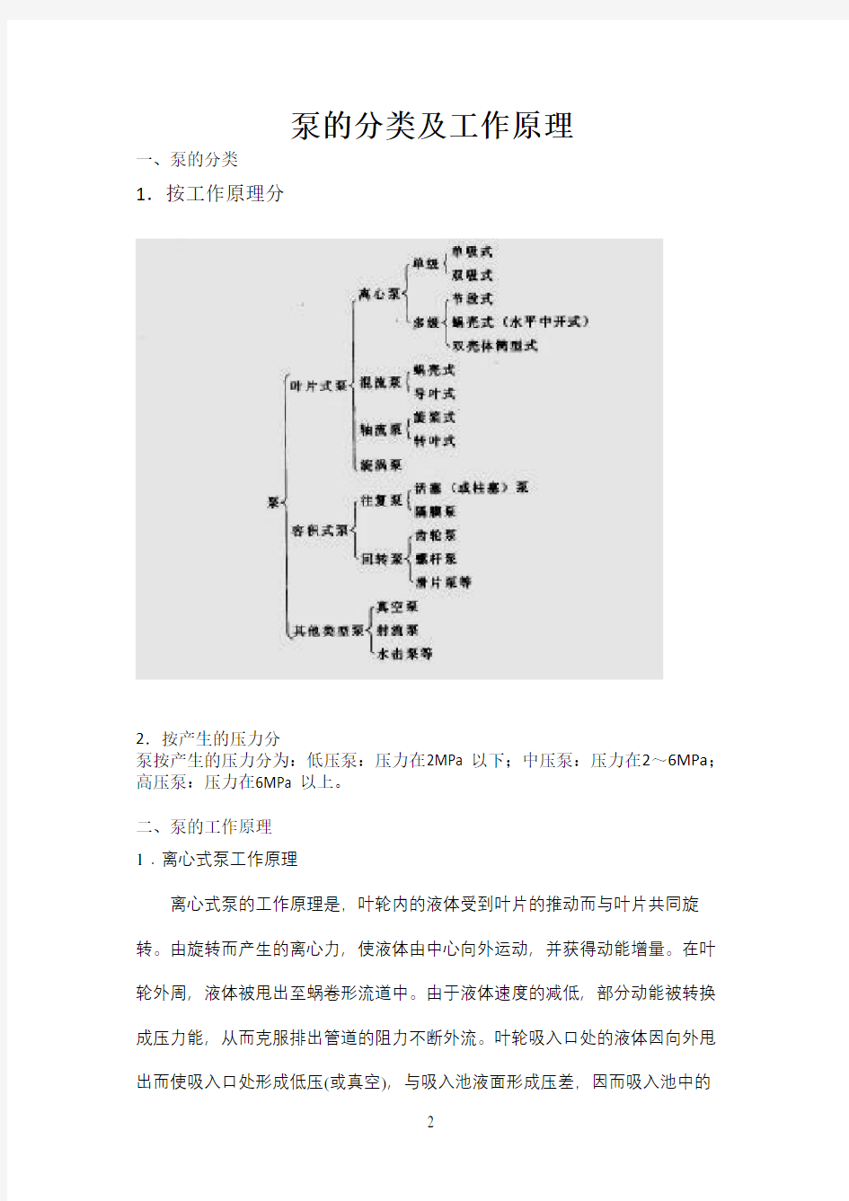 泵的分类及工作原理