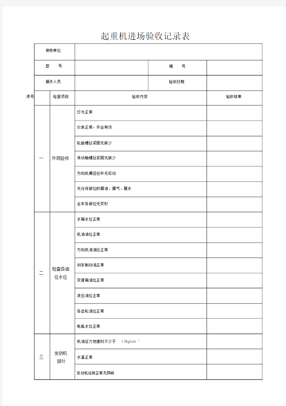 起重机汽车起重机验收记录.docx