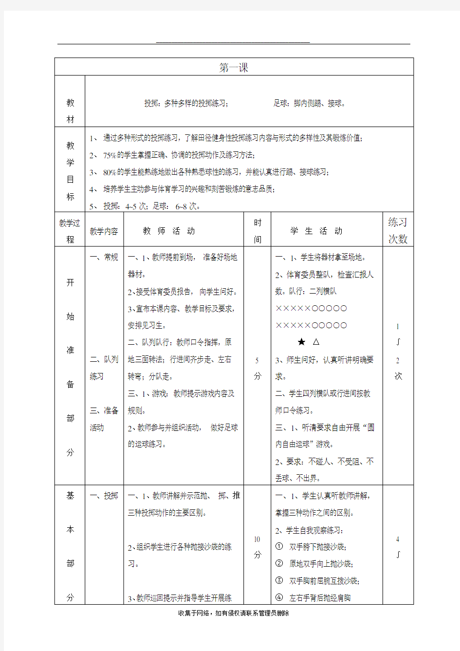 最新初中体育课教案全集 (2)