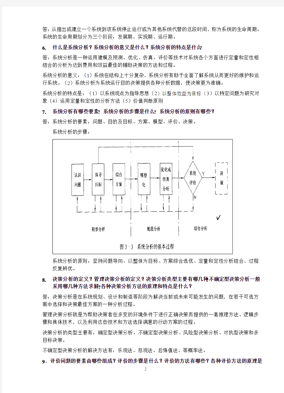 重庆大学研究生考试系统工程导论复习纲要