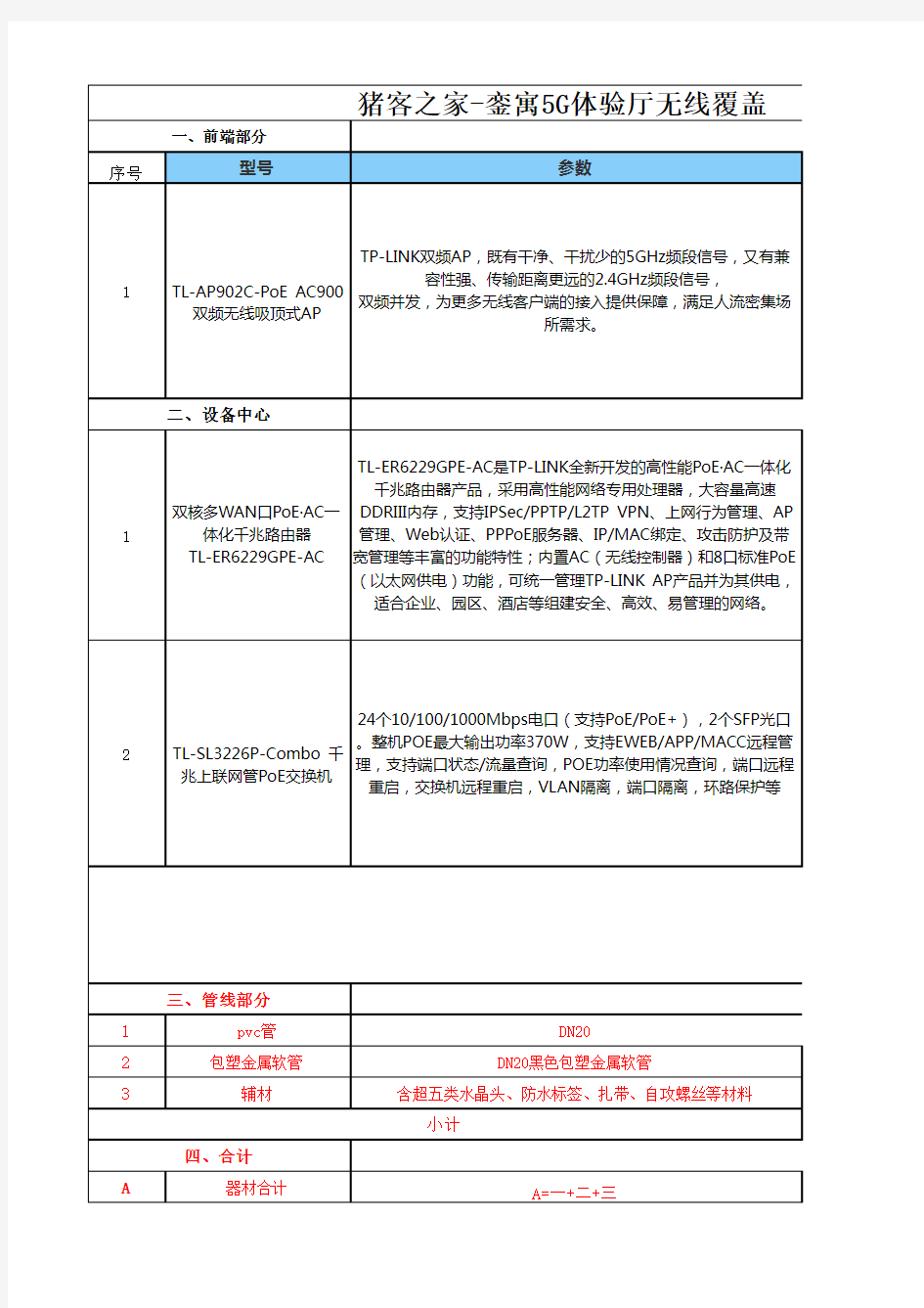 无线覆盖报价方案