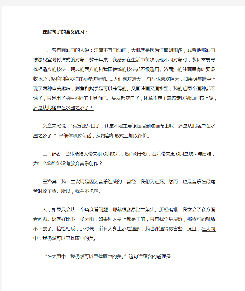 理解句子的含义练习