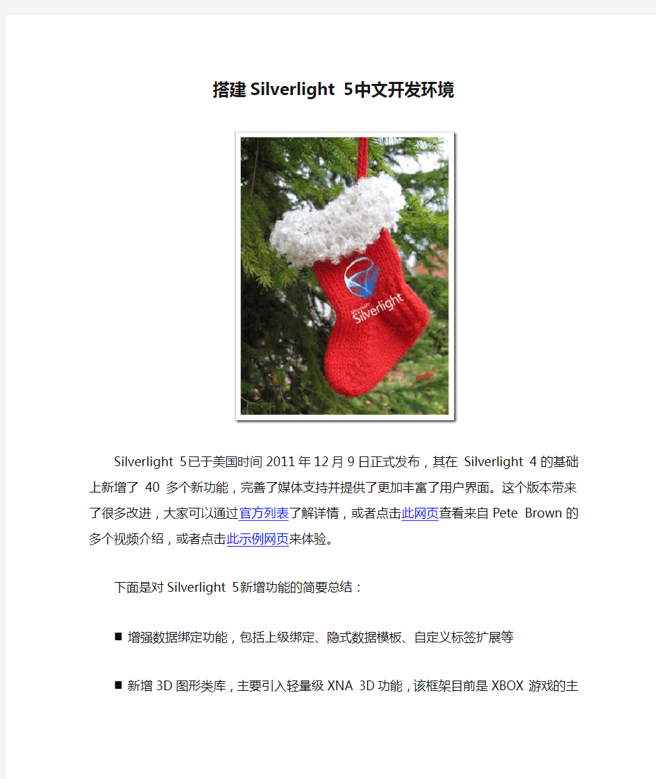 搭建Silverlight 5中文开发环境