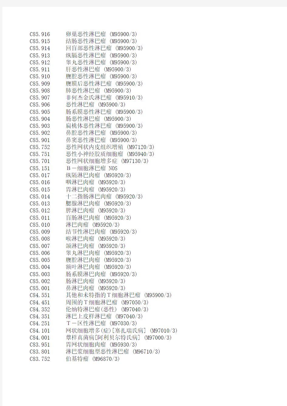 疾病名称与形态学编码