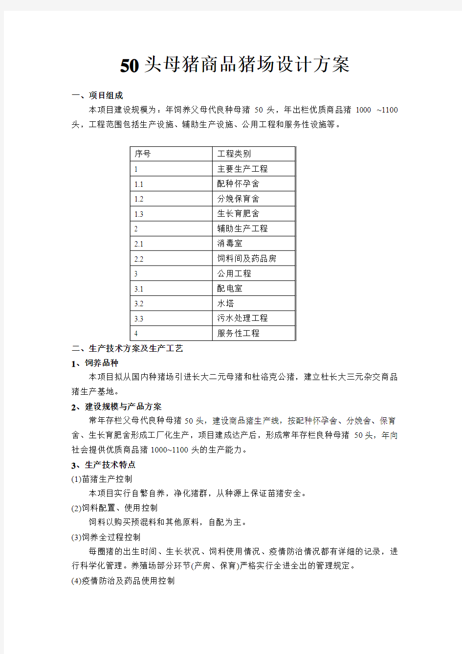 50头母猪商品猪场设计方案[1]