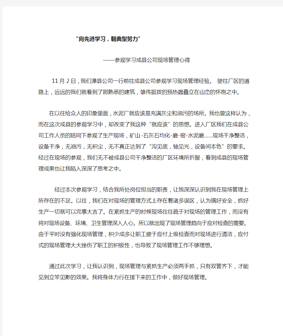 参观学习某某公司现场管理心得