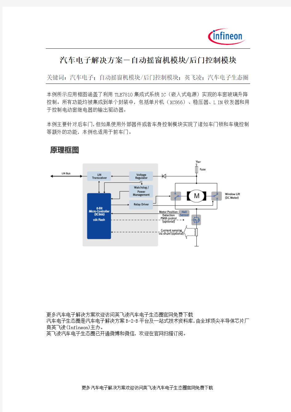 汽车电子自动摇窗机解决方案-汽车电子生态圈