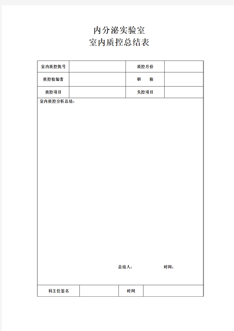 室内质控月总结