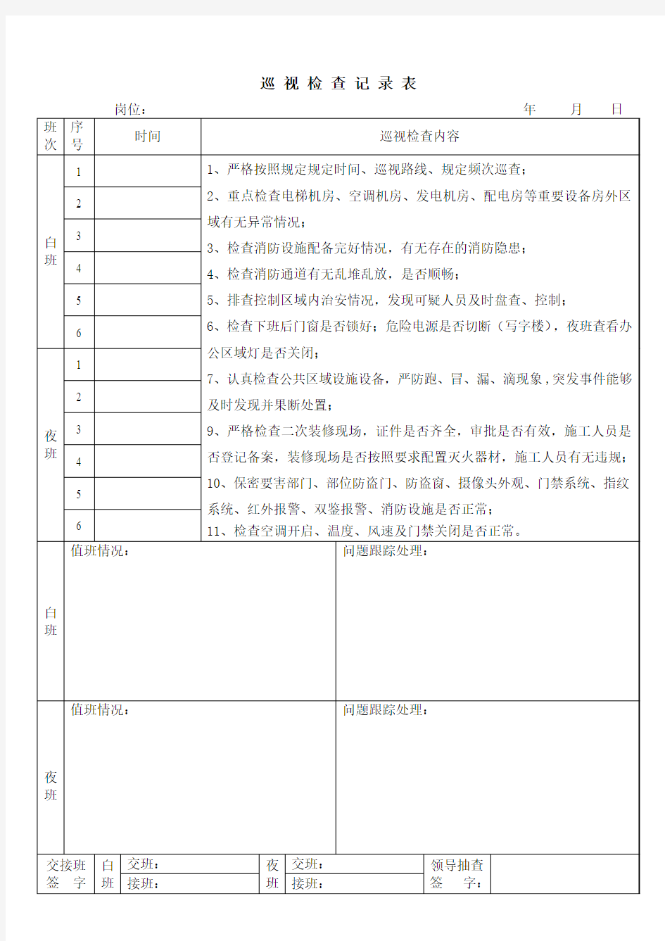 巡视检查记录表