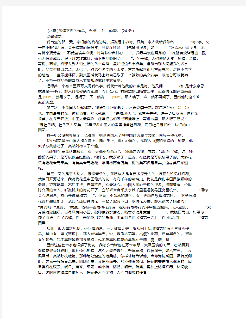 说起梅花阅读附答案.pdf