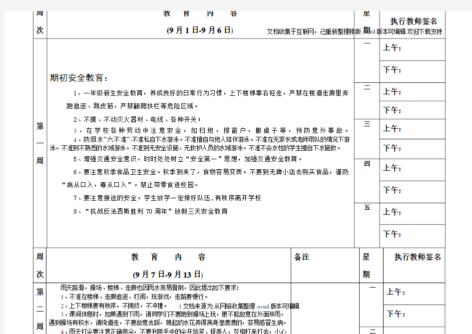 放学前五分钟安全教育内容(上学期