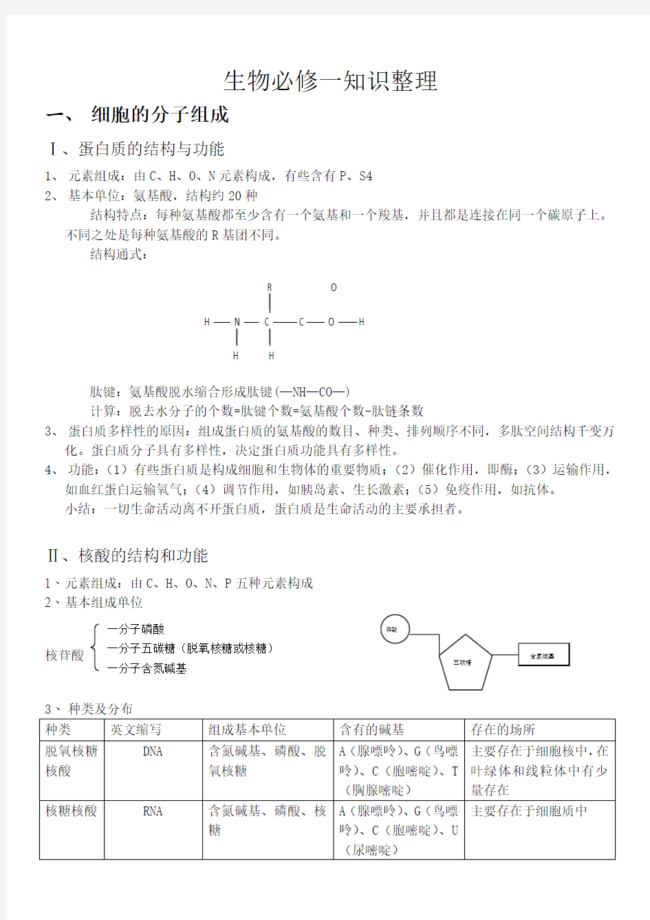 人教版高中生物Word版