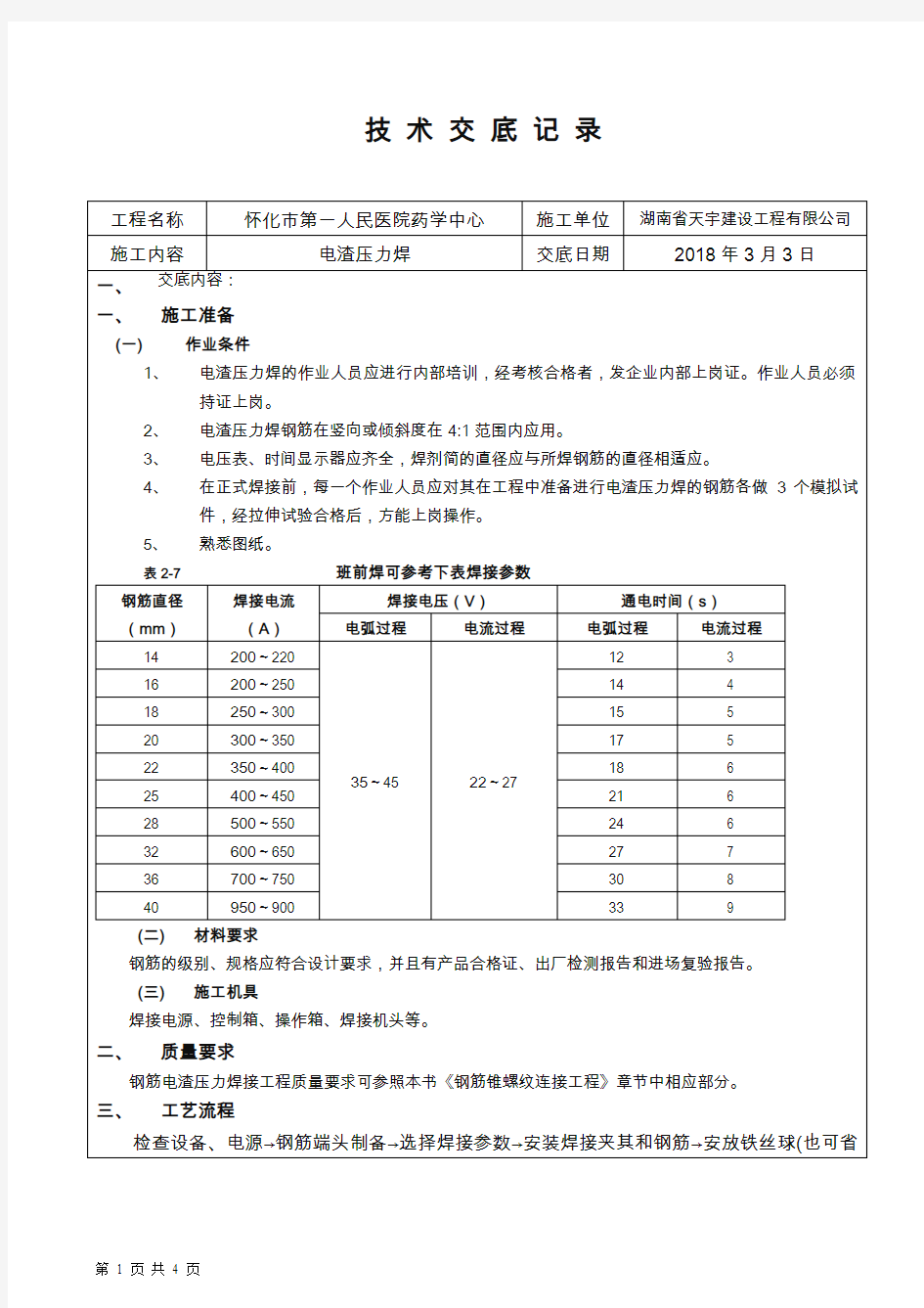 电渣压力焊(标准)