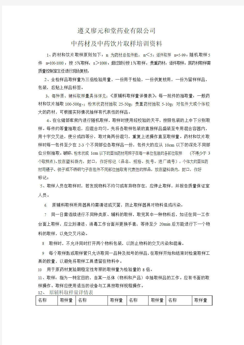 中药材及中药饮片培训试题