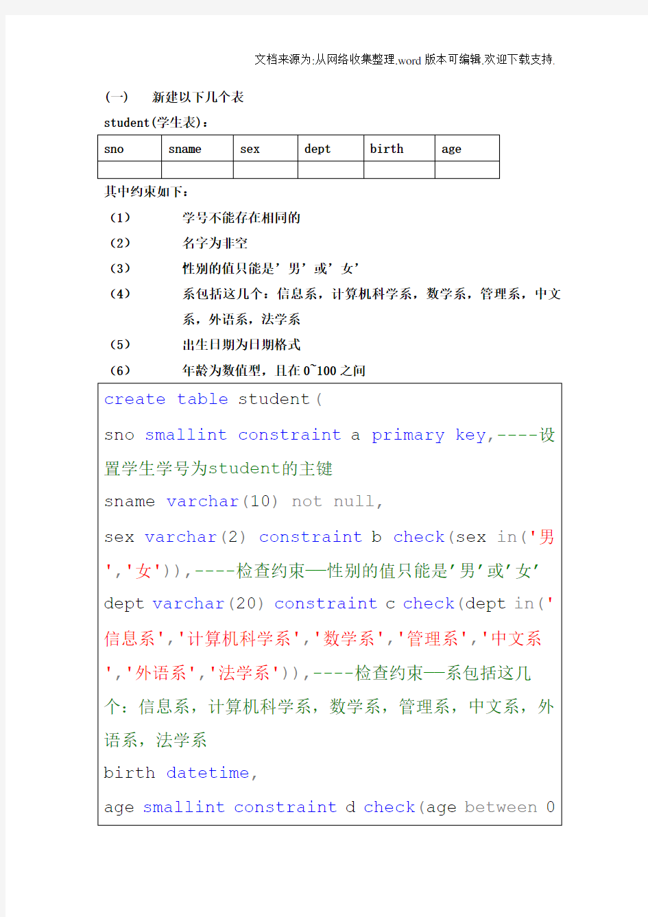 sql练习题答案