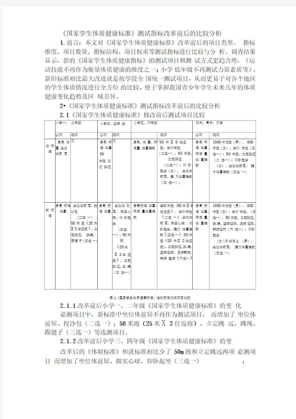 国家学生体质健康标准