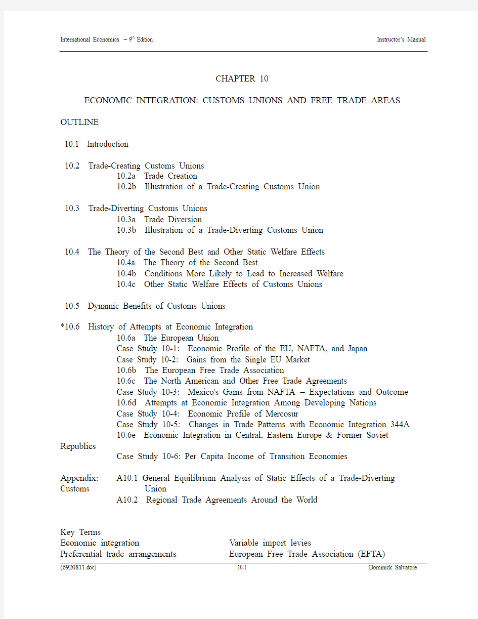 国际经济学第九版英文课后答案 第10单元