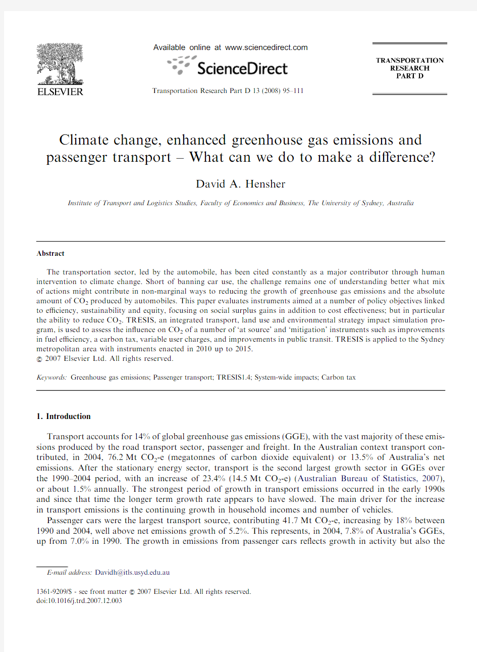 enhanced greenhouse gas emissions and passenger transport – What can we do to make a difference