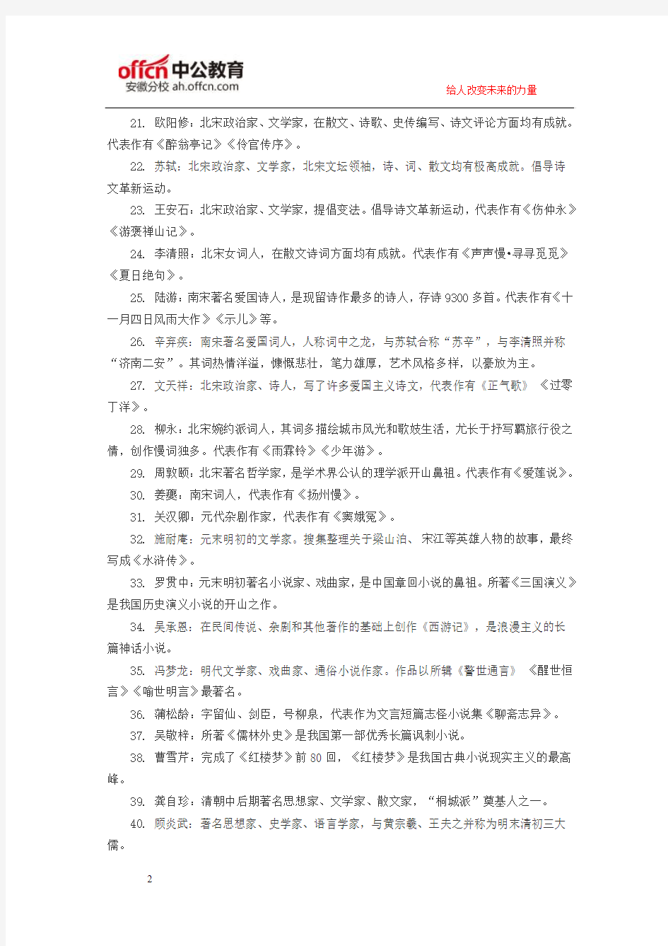 2016年国家公务员考试行测备考：中国历史上的40个名人
