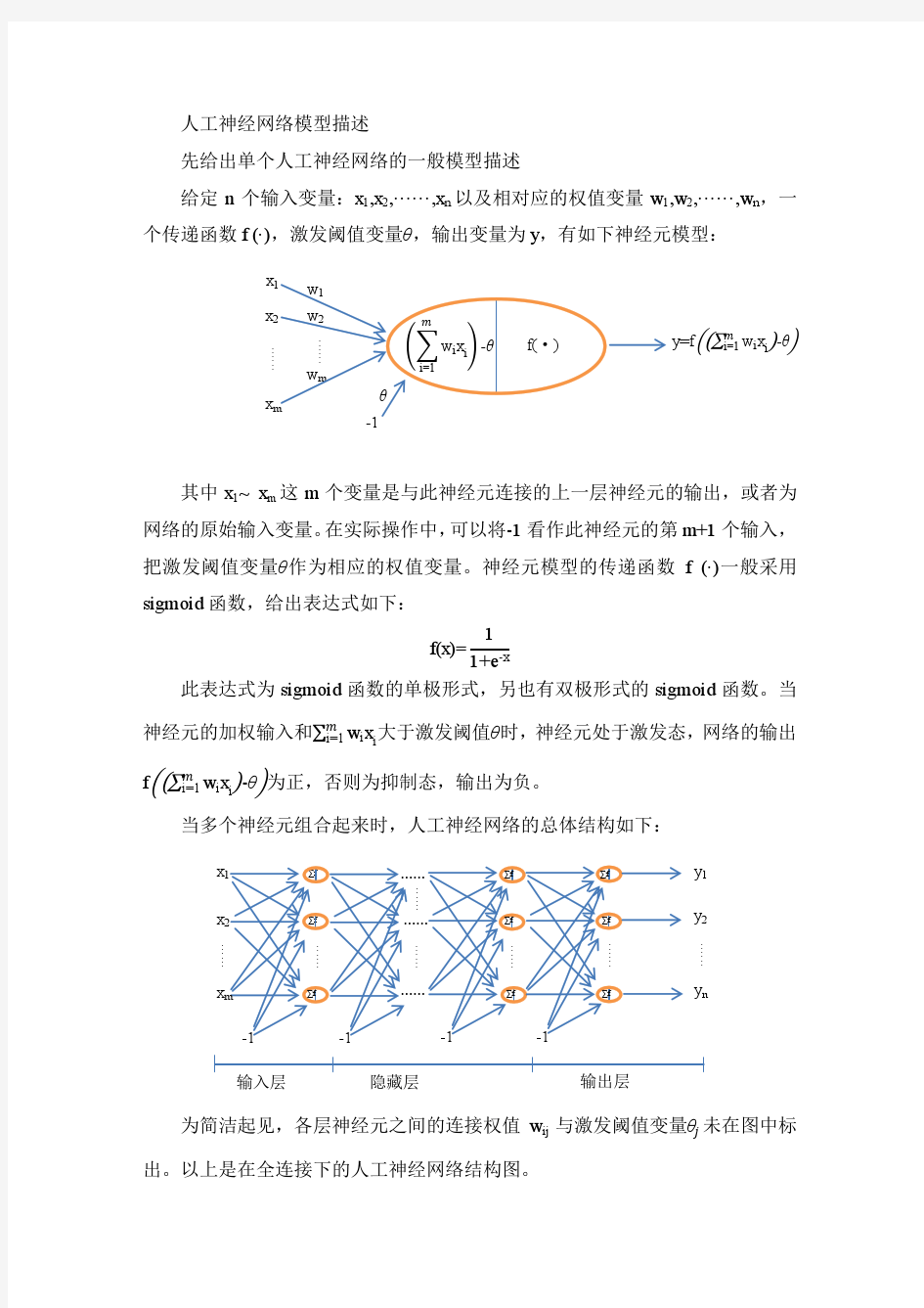 人工神经网络模型描述