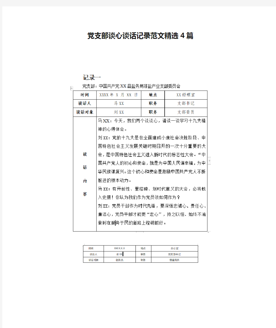 党支部谈心谈话记录范文精选4篇_0.doc