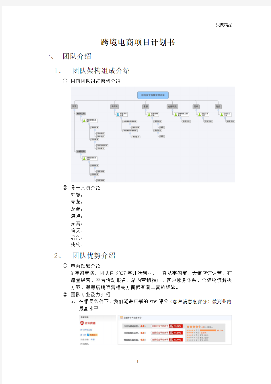 跨境电商项目计划书