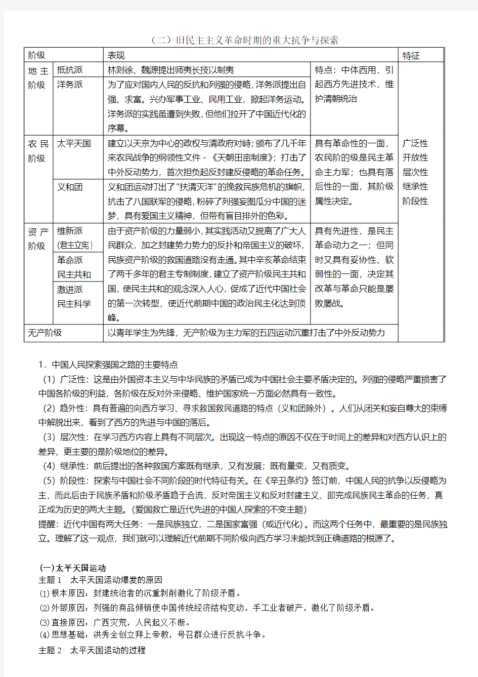 最新(二)旧民主主义革命时期的重大抗争与探索