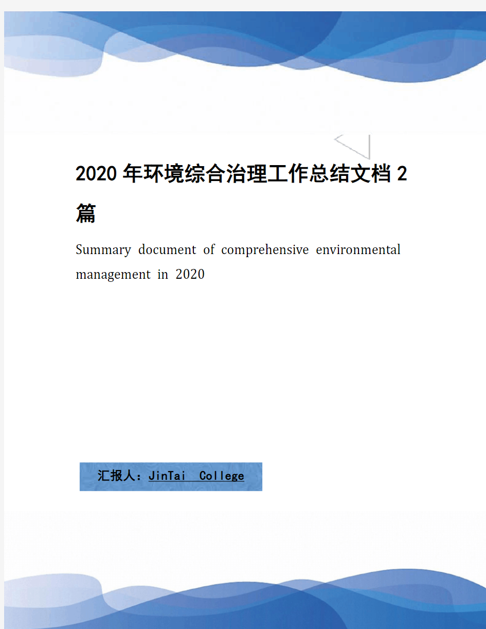 2020年环境综合治理工作总结文档2篇