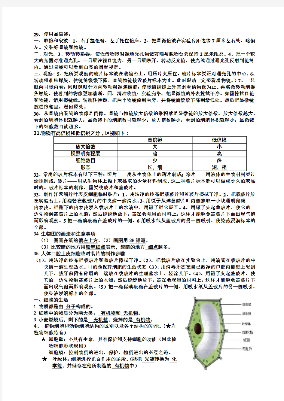 人教版七年级上册知识点总结