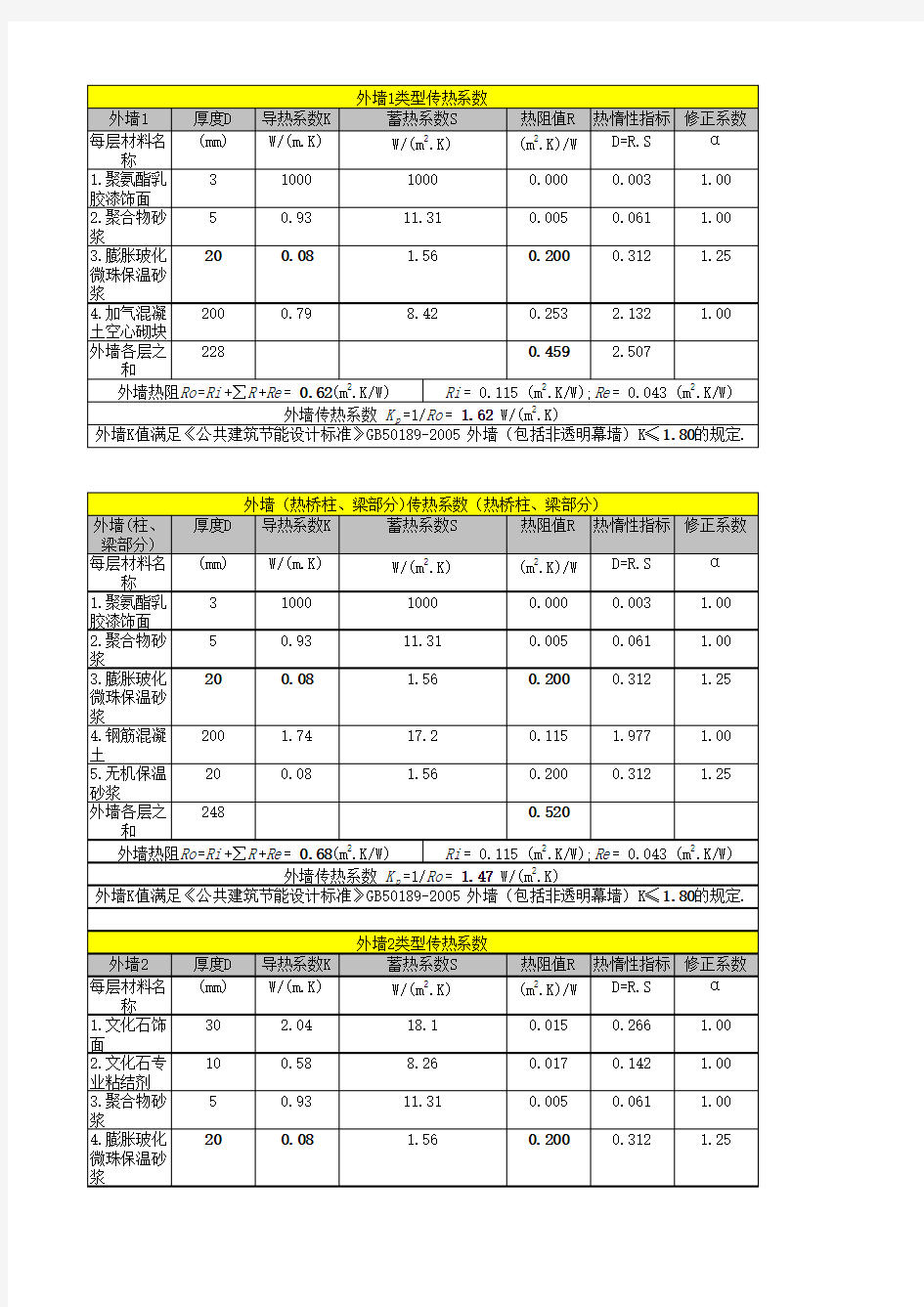 外围护结构传热系数计算