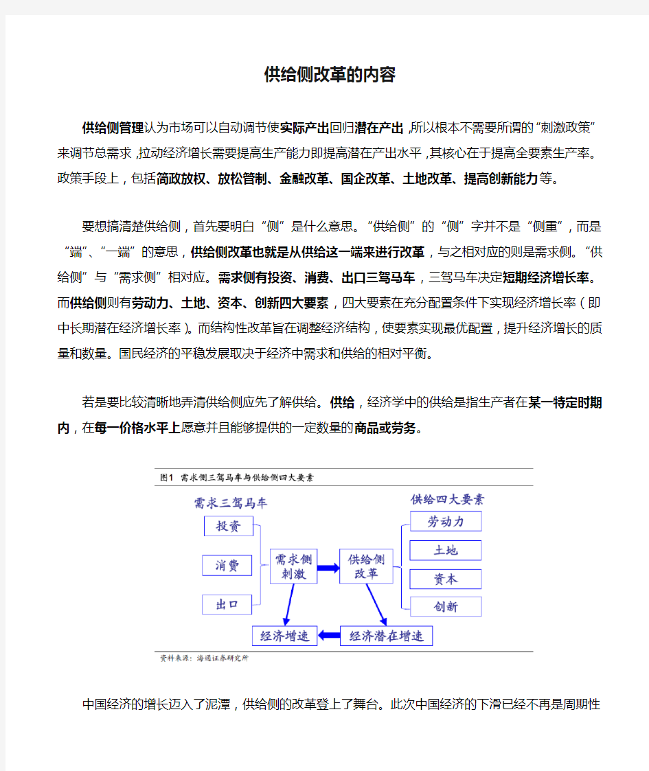 供给侧改革的内容