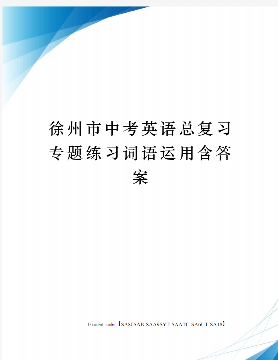 徐州市中考英语总复习专题练习词语运用含答案