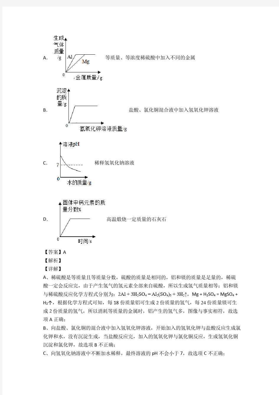 初三化学化学图像题汇编技巧和方法完整版及练习题含解析