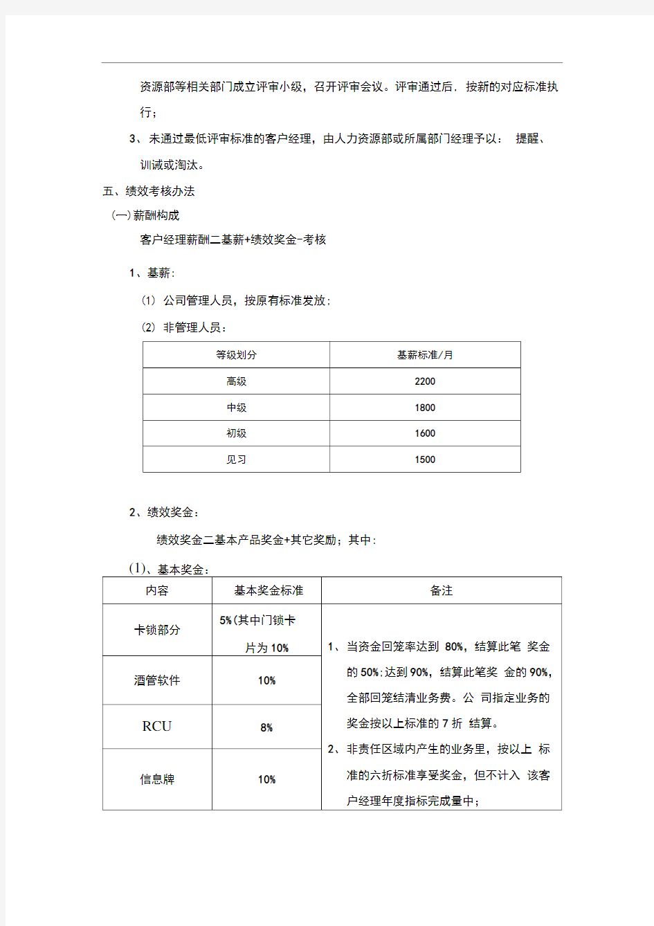 客户经理业务提成管理办法