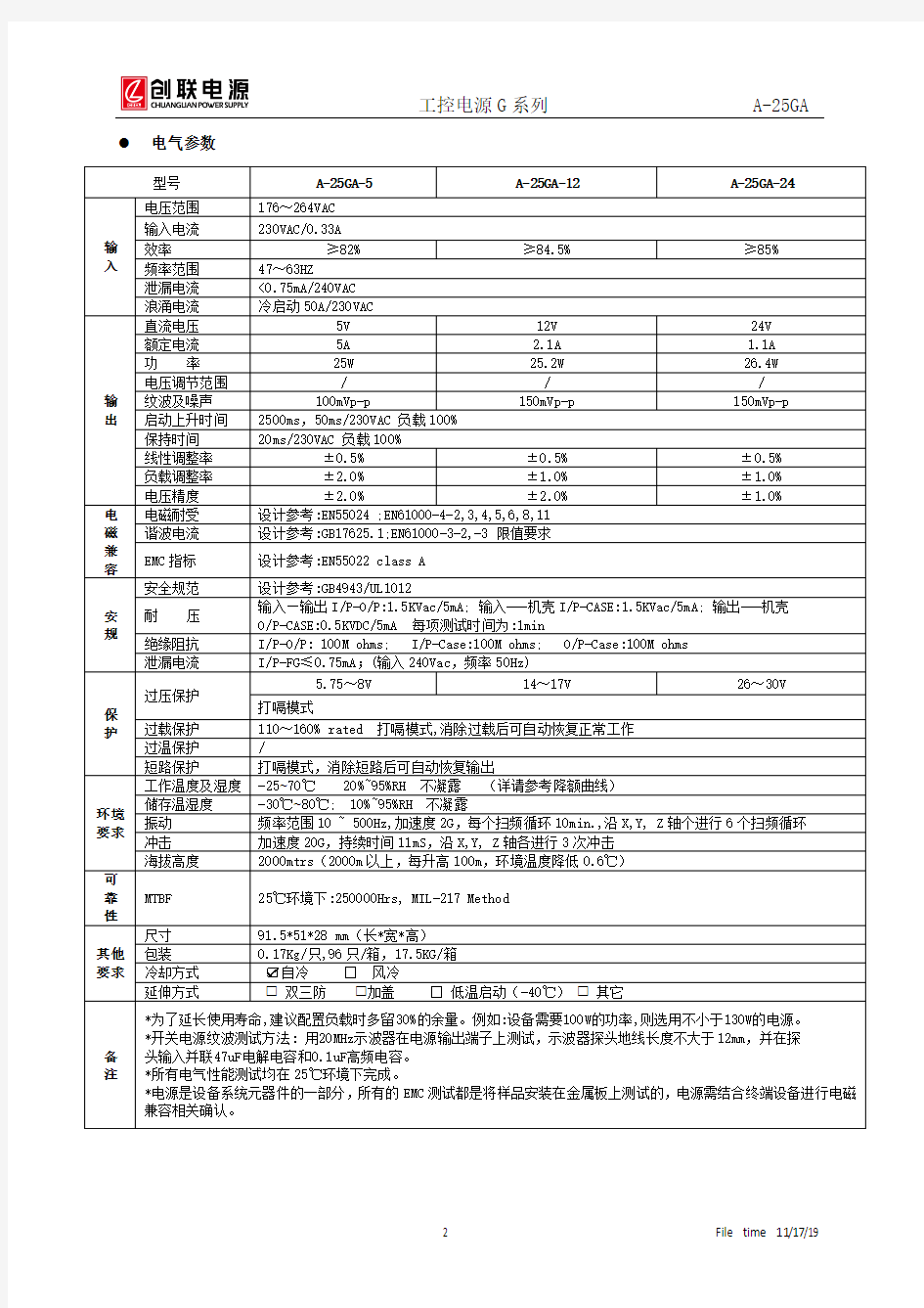 A-25GA产品规格书