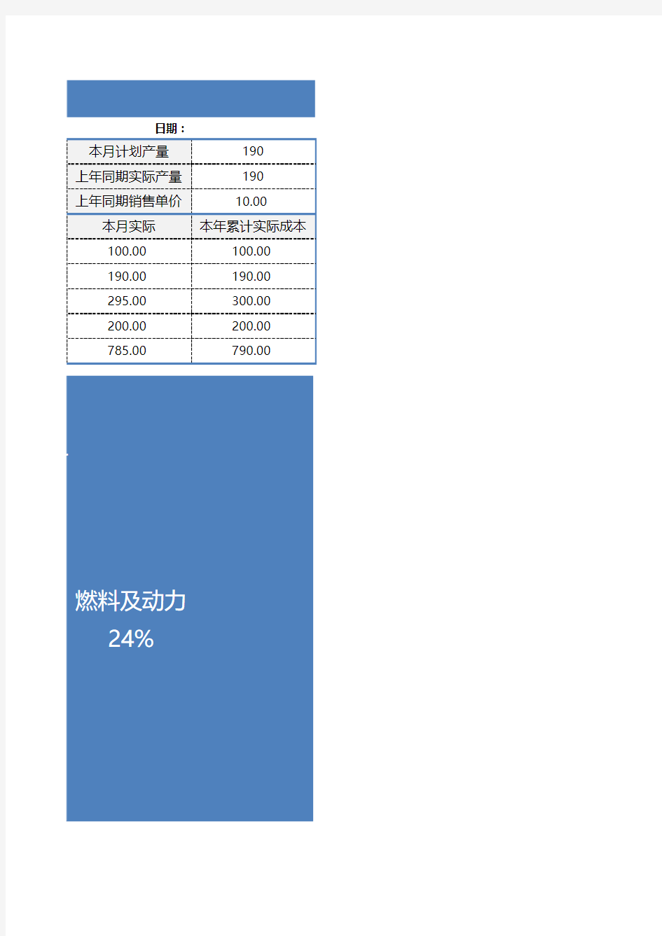 Excel表格模板：产品成本分析(自动公式统计)