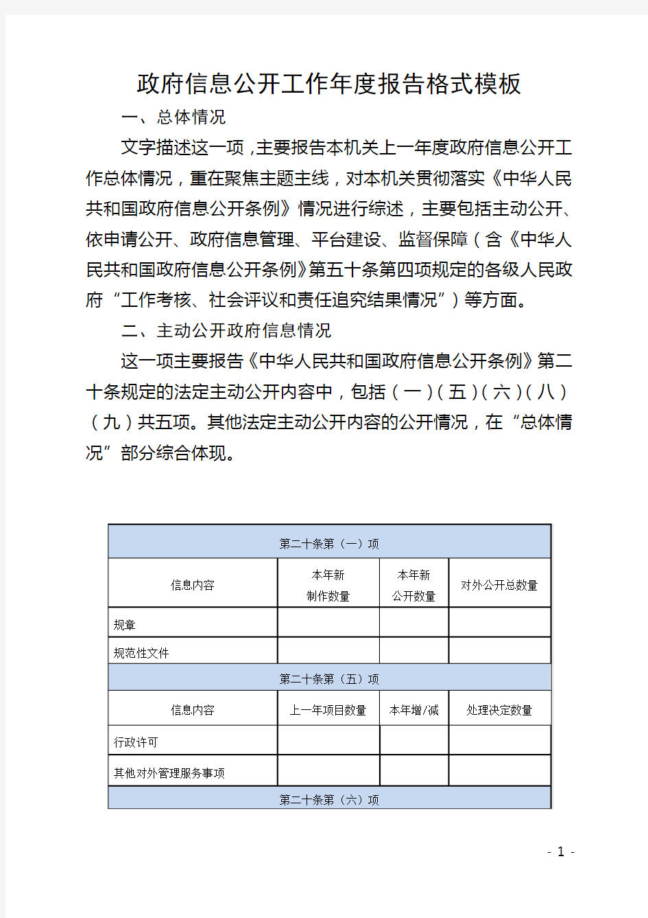 政府信息公开工作年度报告格式【模板】