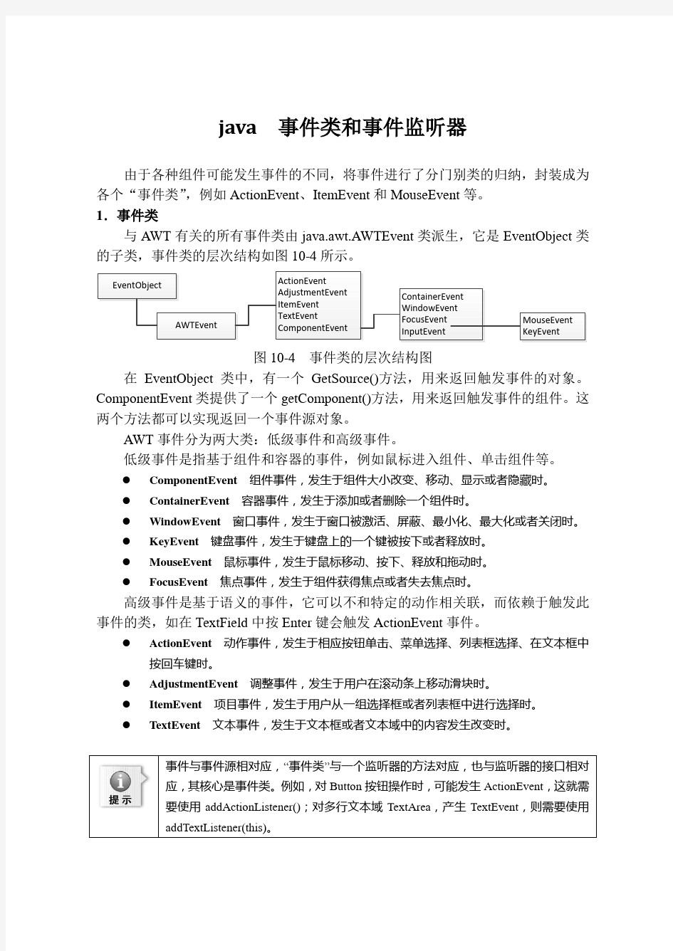 java  事件类和事件监听器