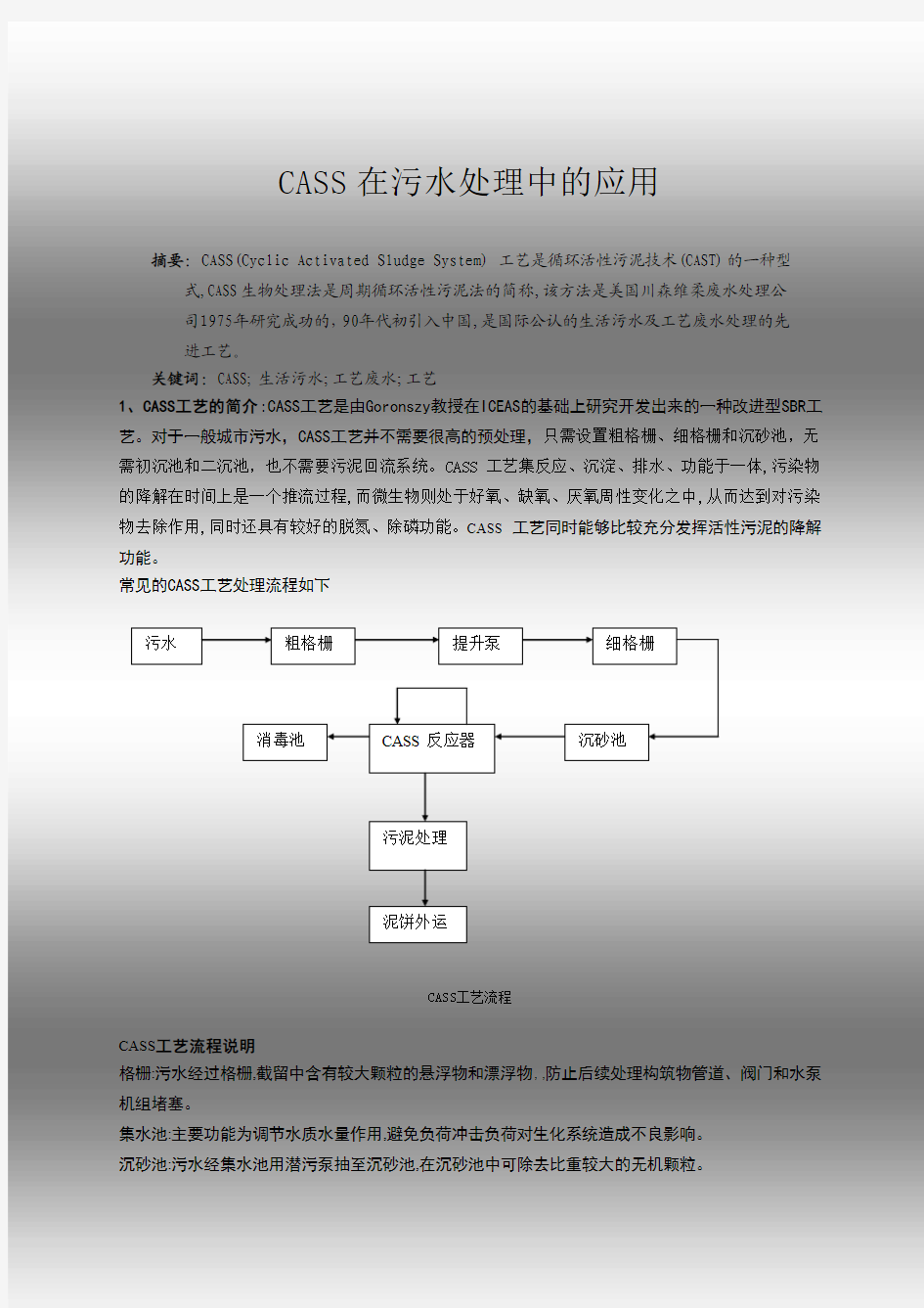 CASS在污水处理中的应用