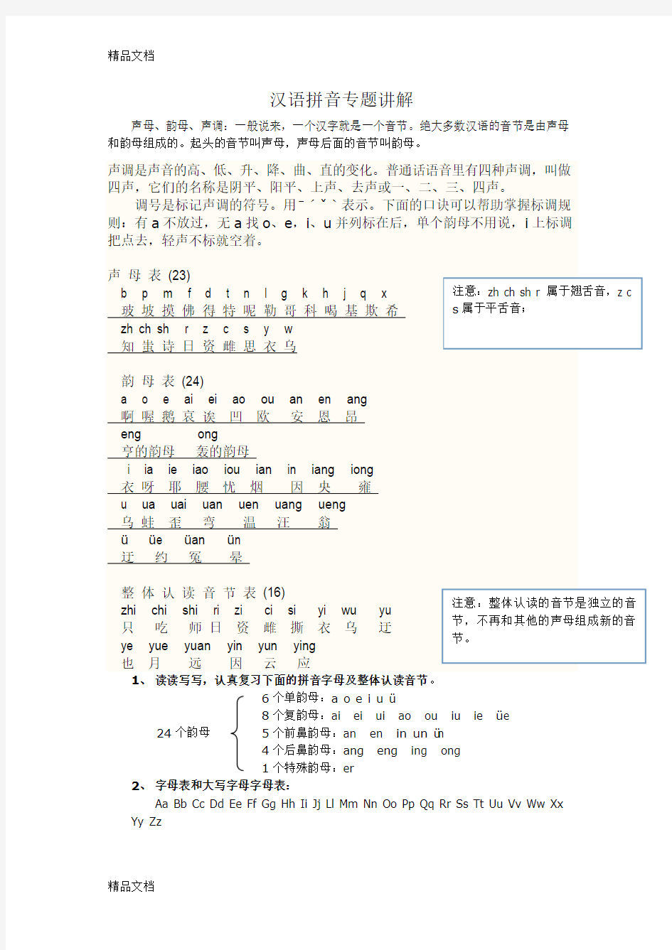 最新小升初汉语拼音讲解