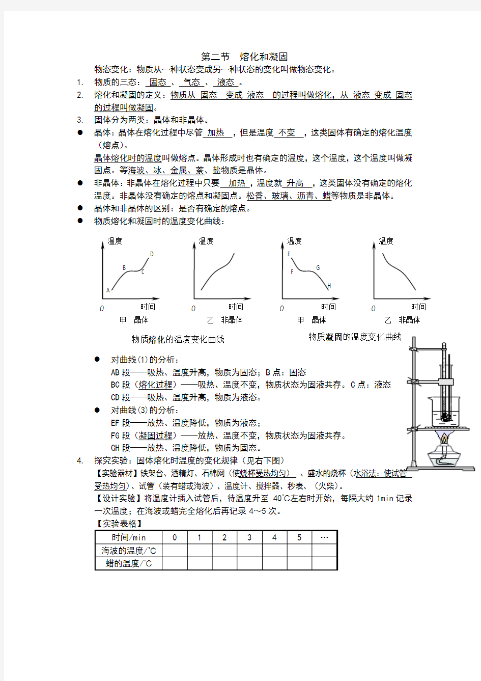 第二节  熔化和凝固知识点